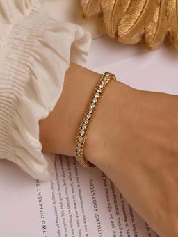 AQUASTREET - Three Layer Zircon Chain Bracelet 18K Gold Plated Waterproof Antitarnish