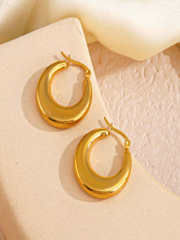 AQUASTREET - Moon Shaped Hoop Earrings 18K Gold Plated Waterproof Antitarnish