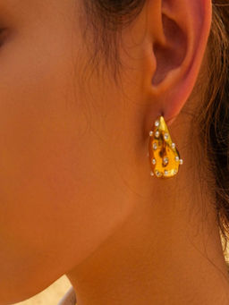 AQUASTREET - 18K Gold Plated Waterproof Antitarnish Encrusted Teardrop Earring