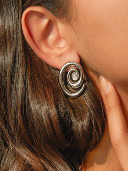 AQUASTREET - Zirconia Swirl Hoop Earrings 18K Plated Waterproof Antitarnish