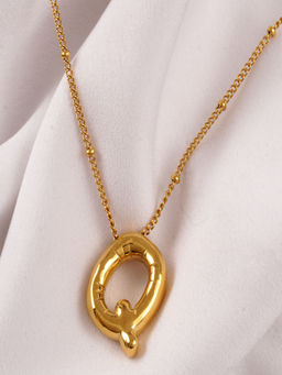 AQUASTREET - Balloon Design Initial Letter Q Pendant Necklace 18K Gold Plated Waterproof Antitarnish