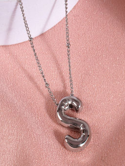 AQUASTREET - 18K Silver Plated Waterproof Antitarnish Balloon Design Initial-S Pendant Necklace