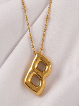 AQUASTREET - Balloon Design Initial Letter B Pendant Necklace 18K Gold Plated Waterproof Antitarnish