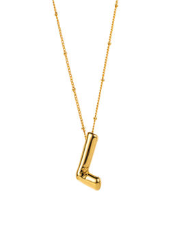 AQUASTREET - Balloon Design Initial Letter L Pendant Necklace 18K Gold Plated Waterproof Antitarnish
