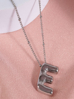 AQUASTREET - 18K Silver Plated Waterproof Antitarnish Balloon Design Initial-E Pendant Necklace