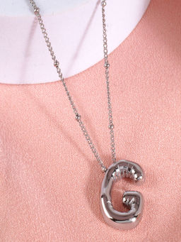 AQUASTREET - 18K Silver Plated Waterproof Antitarnish Balloon Design Initial-G Pendant Necklace