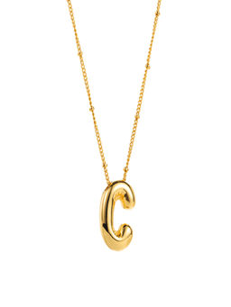 AQUASTREET - Balloon Design Initial Letter C Pendant Necklace 18K Gold Plated Waterproof Antitarnish