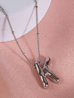AQUASTREET - 18K Silver Plated Waterproof Antitarnish Balloon Design Initial-K Pendant Necklace