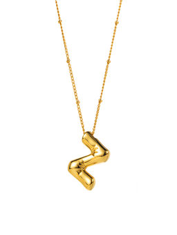 AQUASTREET - Balloon Design Initial Letter Z Pendant Necklace 18K Gold Plated Waterproof Antitarnish