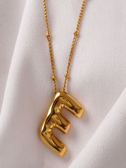 AQUASTREET - Balloon Design Initial Letter E Pendant Necklace 18K Gold Plated Waterproof Antitarnish
