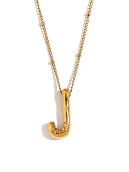 AQUASTREET - Balloon Design Initial Letter J Pendant Necklace 18K Gold Plated Waterproof Antitarnish
