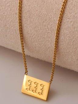 AQUASTREET - Angel Number-333 Pendant Necklace 18K Gold Plated Waterproof Antitarnish