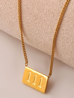 AQUASTREET - Angel Number-111 Pendant Necklace 18K Gold Plated Waterproof Antitarnish