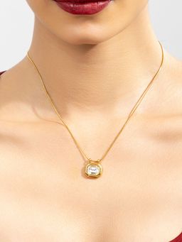 AQUASTREET - White Zircon Pendant Necklace 18K Gold Plated Waterproof Antitarnish
