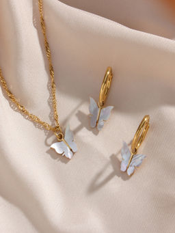 AQUASTREET - White 18K Gold Plated Contemporary Jewellery Set
