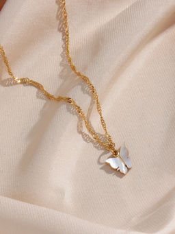 AQUASTREET - White 18K Gold Plated Contemporary Necklace