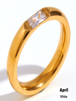 AQUASTREET - White 18K Gold Plated Stones Ring