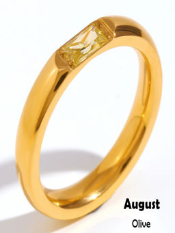 AQUASTREET - Olive 18K Gold Plated Stones Ring