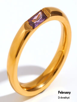 AQUASTREET - Purple 18K Gold Plated Stones Ring