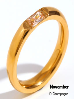 AQUASTREET - Peach 18K Gold Plated Stones Ring