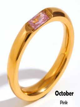 AQUASTREET - Pink 18K Gold Plated Stones Ring
