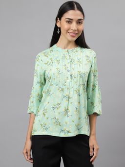 Latin Quarters - Green Printed Casual Top