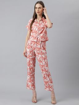 Latin Quarters - Rust Printed Short Sleeve Casual Co-Ord Set