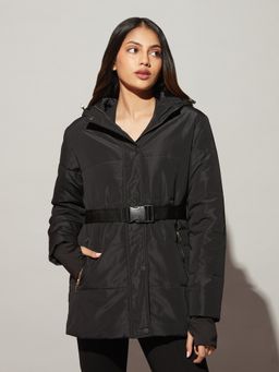 Twenty Dresses by Nykaa Fashion - Black Hooded Puffer Jacket (Set of 2)