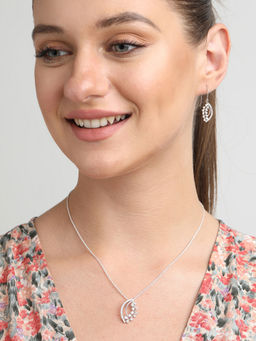CLARA - Silver Rhodium Plated Swiss Zirconia Olivia Pendant Earring Chain For Women & Girls (Set of 3)
