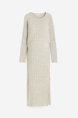 H&M - Women Beige Mama 2-Piece Rib-Knit Set