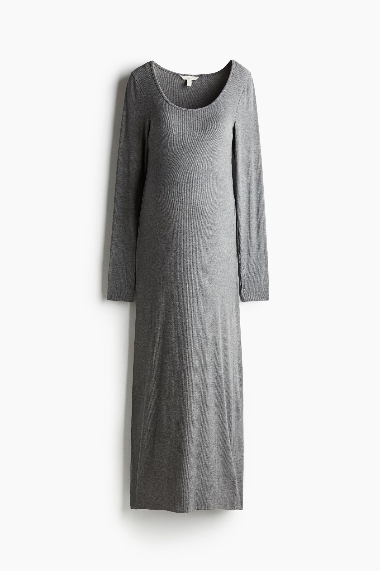 h&m Women Grey Mama Ribbed Bodycon Dress-picture-40
