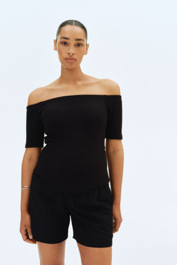 H&M - Women Black Mama Linen-Blend Shorts