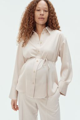 H&M - Women Beige Mama Before & After Tie-Belt Shirt