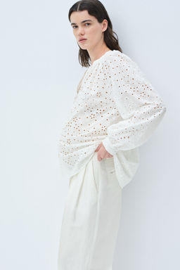 H&M - Women White Mama Before & After Broderie Anglaise Blouse