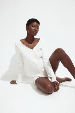 H&M - Women White Mama Pointelle Pyjamas