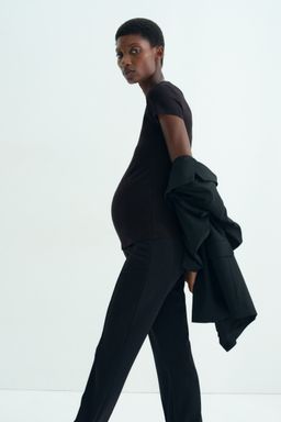 H&M - Women Black Mama Fitted T-Shirt