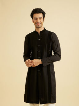 Manyavar - Black Satin Kurta for Men