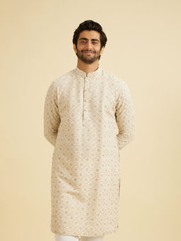 Manyavar - Beige Linen Kurta for Men