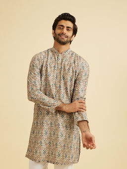 Manyavar - Beige Blended Cotton Kurta for Men
