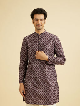 Manyavar - Wine Blended Cotton Kurta for Men