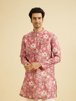 Manyavar - Pink Blended Viscose Kurta for Men