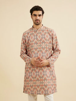 Manyavar - Beige Blended Viscose Kurta for Men
