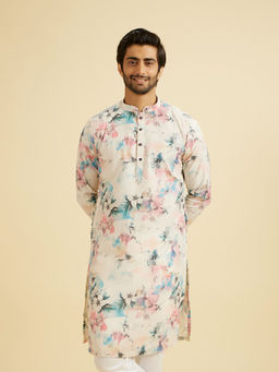 Manyavar - Warm White Blended Cotton Kurta for Men