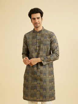 Manyavar - Olive Green Cotton Kurta for Men