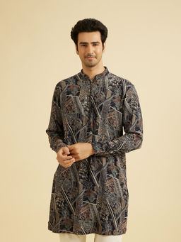 Manyavar - Navy Blue Spandex Kurta for Men