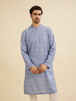 Manyavar - Blue Blended Cotton Kurta for Men