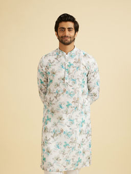 Manyavar - White Blended Cotton Kurta for Men
