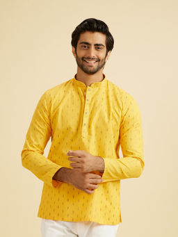 Manyavar - Mustard Cotton Short Kurta for Men