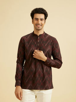 Manyavar - Maroon Spandex Short Kurta for Men