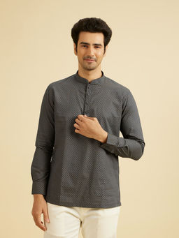 Manyavar - Dark Blue Cotton Short Kurta for Men